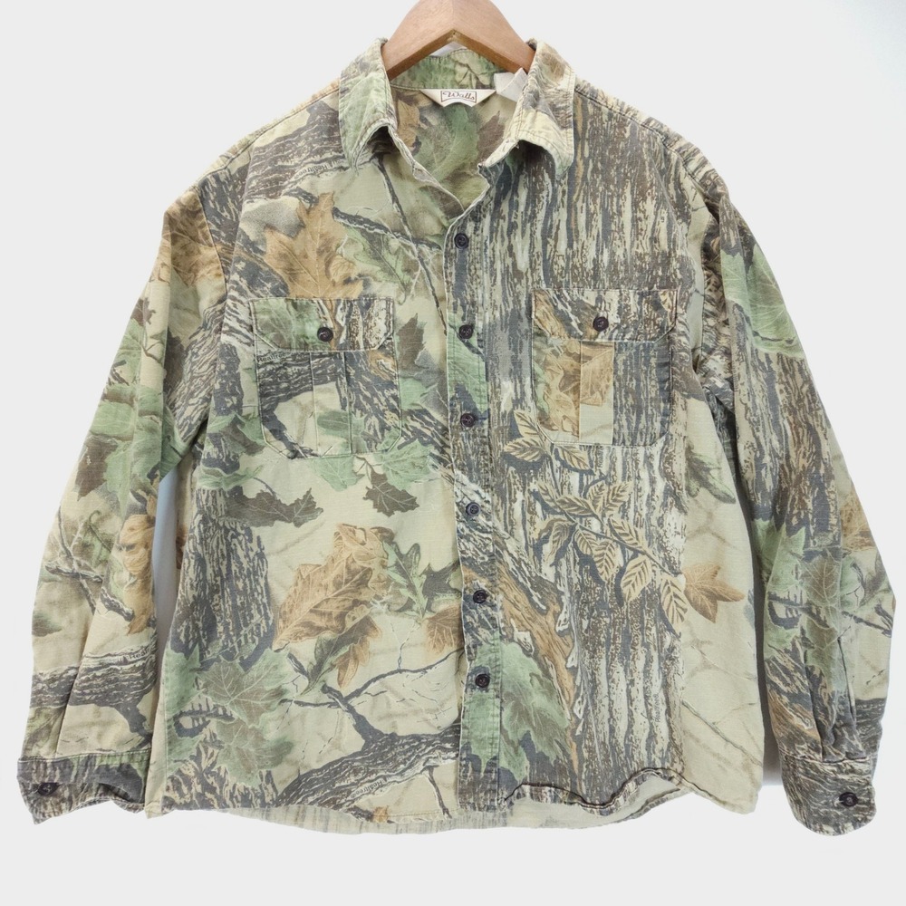 Vintage Walls Shirt Mens XL Green Realtree Camo Cotton Hunting Streetwear USA